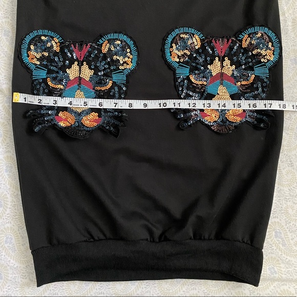 🐯Tiger (juniors) long sleeve sweater dress w/ art deco pockets, black - Picture 6 of 13